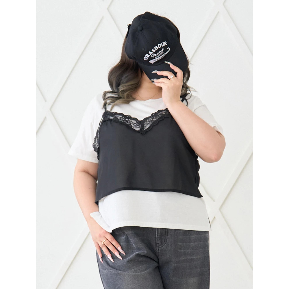 【らむちゃんコラボ】レースビスチェ×Tシャツアンサンブル