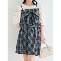 【WEB限定】[SET]チェック柄リボンビスチェ×ミニスカート