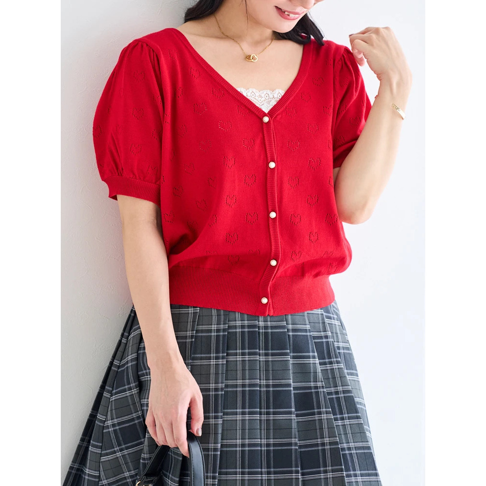 【WEB限定】ハート透かし柄ニットカーディガン