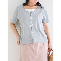 【WEB限定】レイヤード風リボン付き花柄トップス