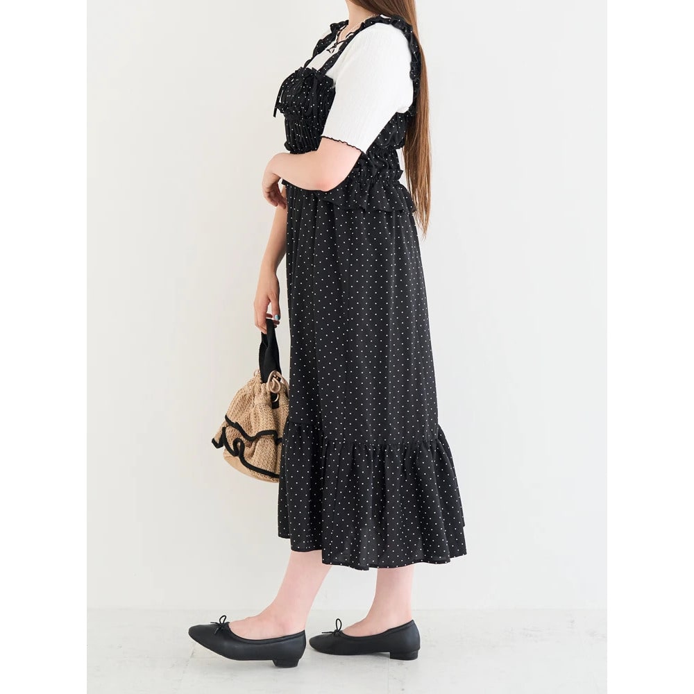 【WEB限定】リボン付きフリルストラップワンピース(無地・ドット柄)10