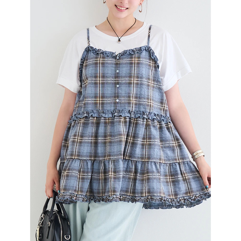 【WEB限定】フリルチェック柄キャミチュニック