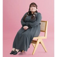 【アンバサダー企画】ドットボウタイ長袖ワンピース(WEB限定)（5Lサイズあり）