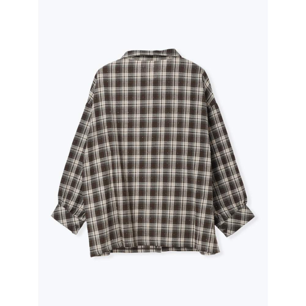 ラインストーンチェック柄シャツ11