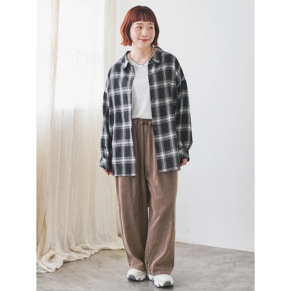 ラインストーンチェック柄シャツ6