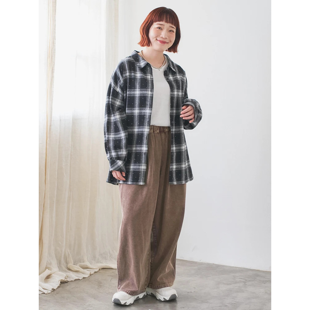 ラインストーンチェック柄シャツ7