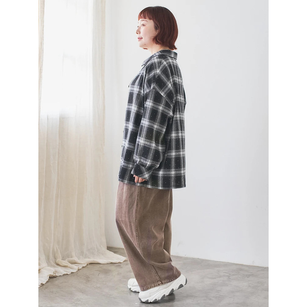 ラインストーンチェック柄シャツ8