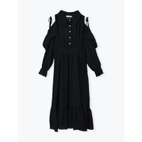 【WEB限定】肩開きフリルリボンティアードワンピース
