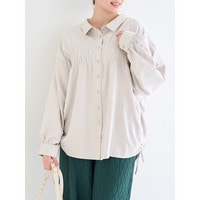 シャーリング裾ドロストシャツ