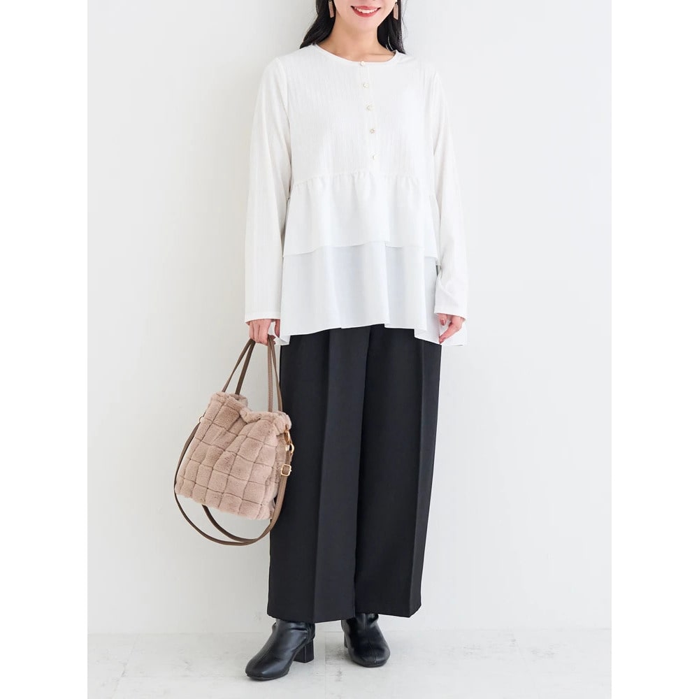 ベルト付きツイルタックワイドパンツ10