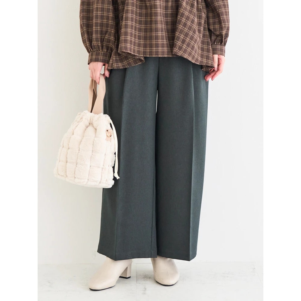 ベルト付きツイルタックワイドパンツ13