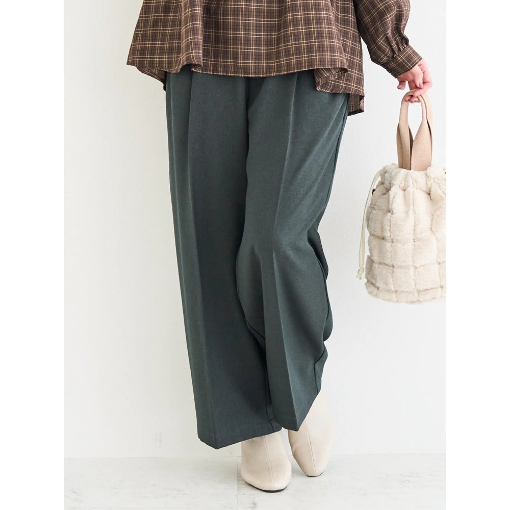 ベルト付きツイルタックワイドパンツ14