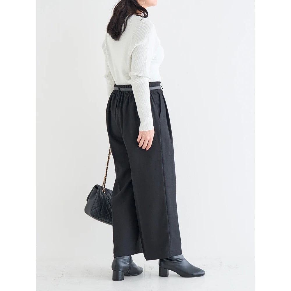 ベルト付きツイルタックワイドパンツ8