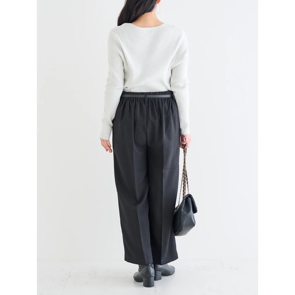 ベルト付きツイルタックワイドパンツ9
