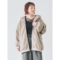 バックロゴフェイクファーパーカーブルゾン