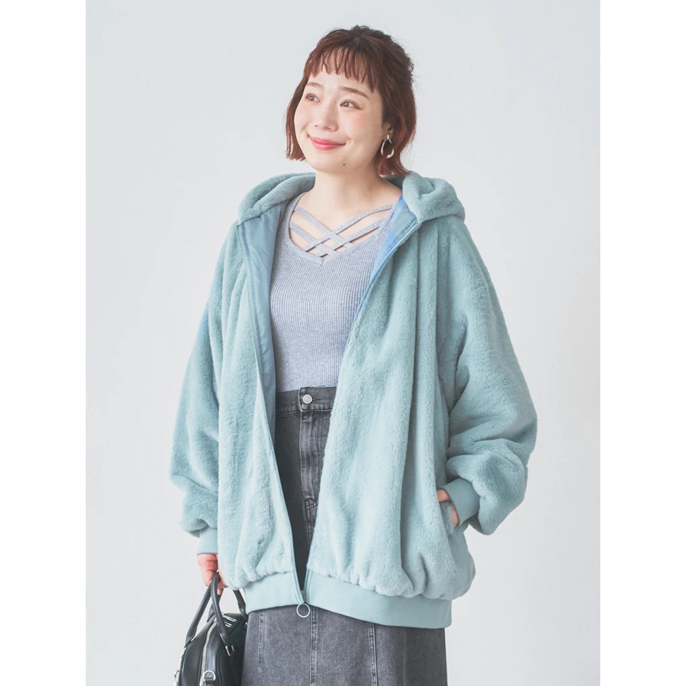 バックロゴフェイクファーパーカーブルゾン2