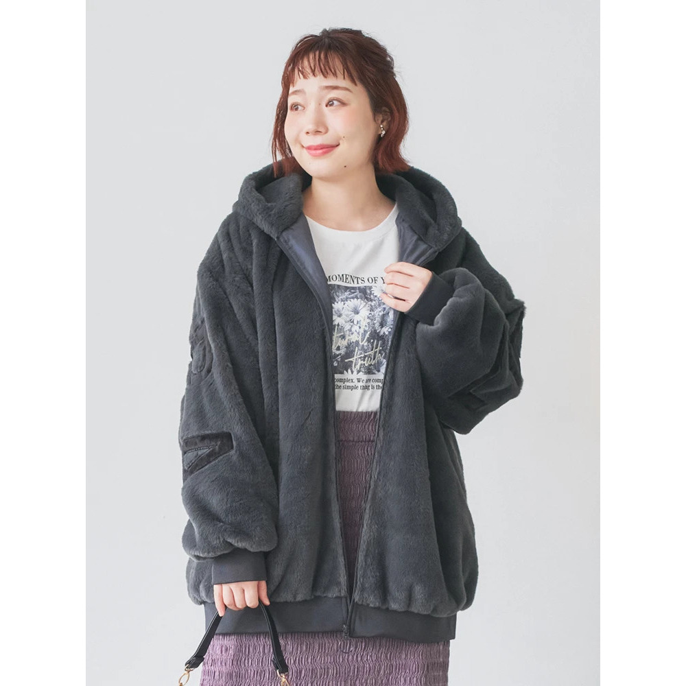 バックロゴフェイクファーパーカーブルゾン21