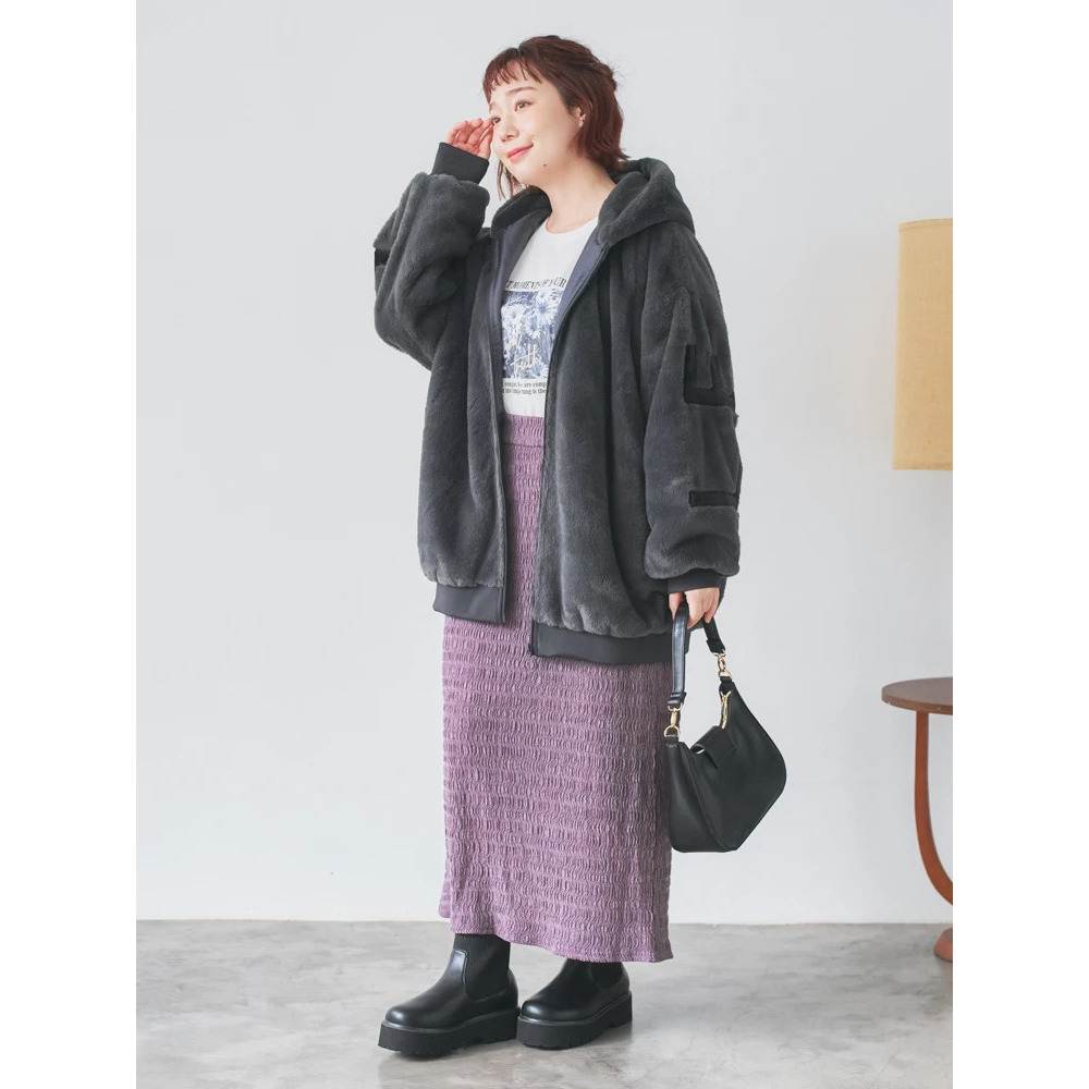 バックロゴフェイクファーパーカーブルゾン26