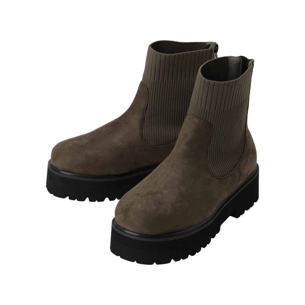 【la farfa SHOES/ラ・ファーファシューズ】ラウンド厚底ニットブーツ