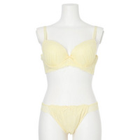 【脇高】[D85-H95］スピンドルリボンレースブラ＆ショーツ(モールドカップ)