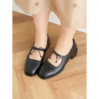 【la farfa SHOES/ラ・ファーファシューズ】チャンキーヒールリボンパンプス