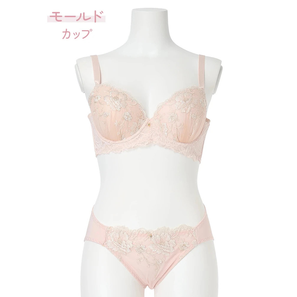 【脇高】[D85-H95］ロマンティックレースブラ＆ショーツ(モールドカップ)