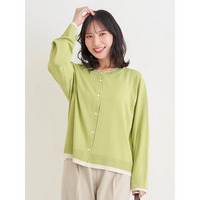 配色クルーネックカーディガン