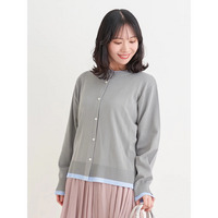 配色クルーネックカーディガン