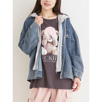 パーカーレイヤード風デニムジャケット