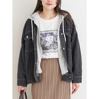 パーカーレイヤード風デニムジャケット