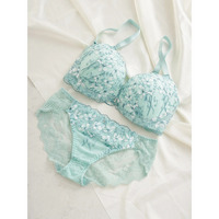 【脇高】[D85-I95］フラワー刺繍レースブラ＆ショーツ(モールドカップ)