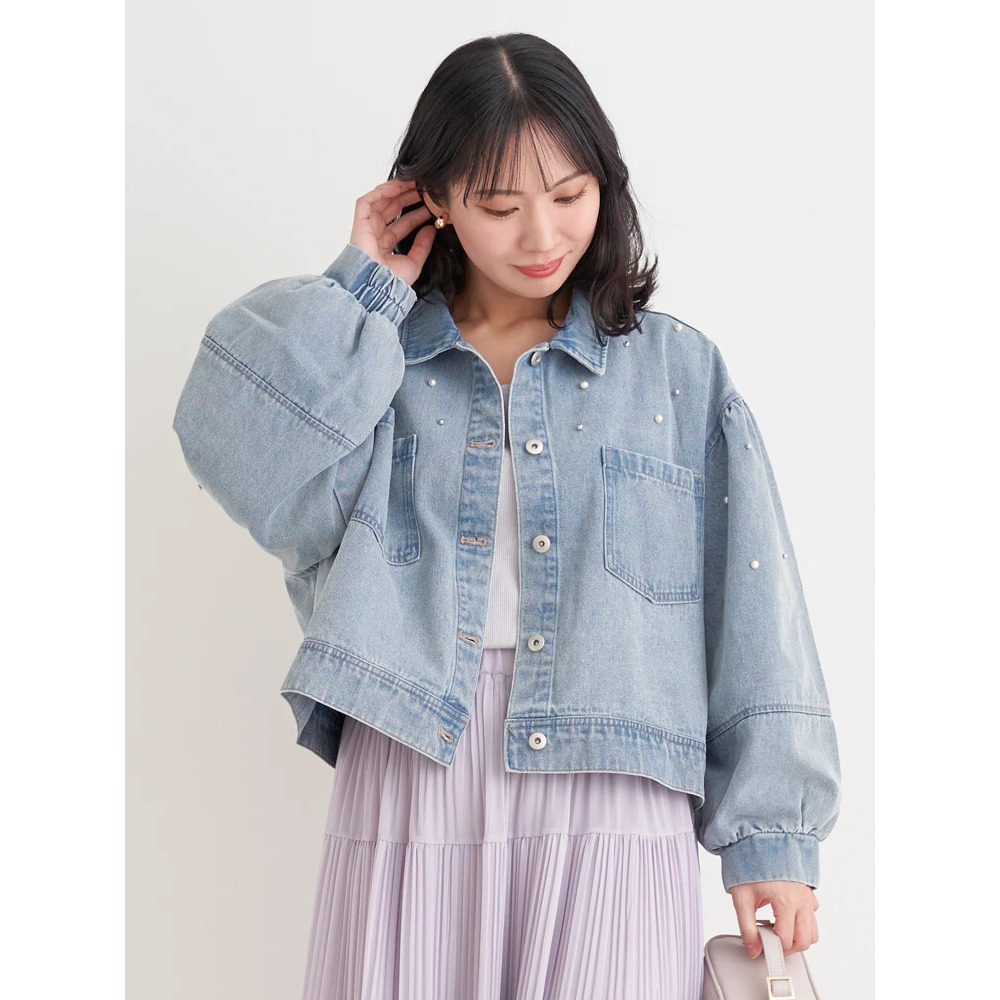 【WEB限定】パール×ビジューデニムジャケット