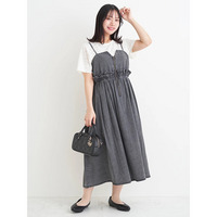 フロントZIPフリルデニムジャンパースカート