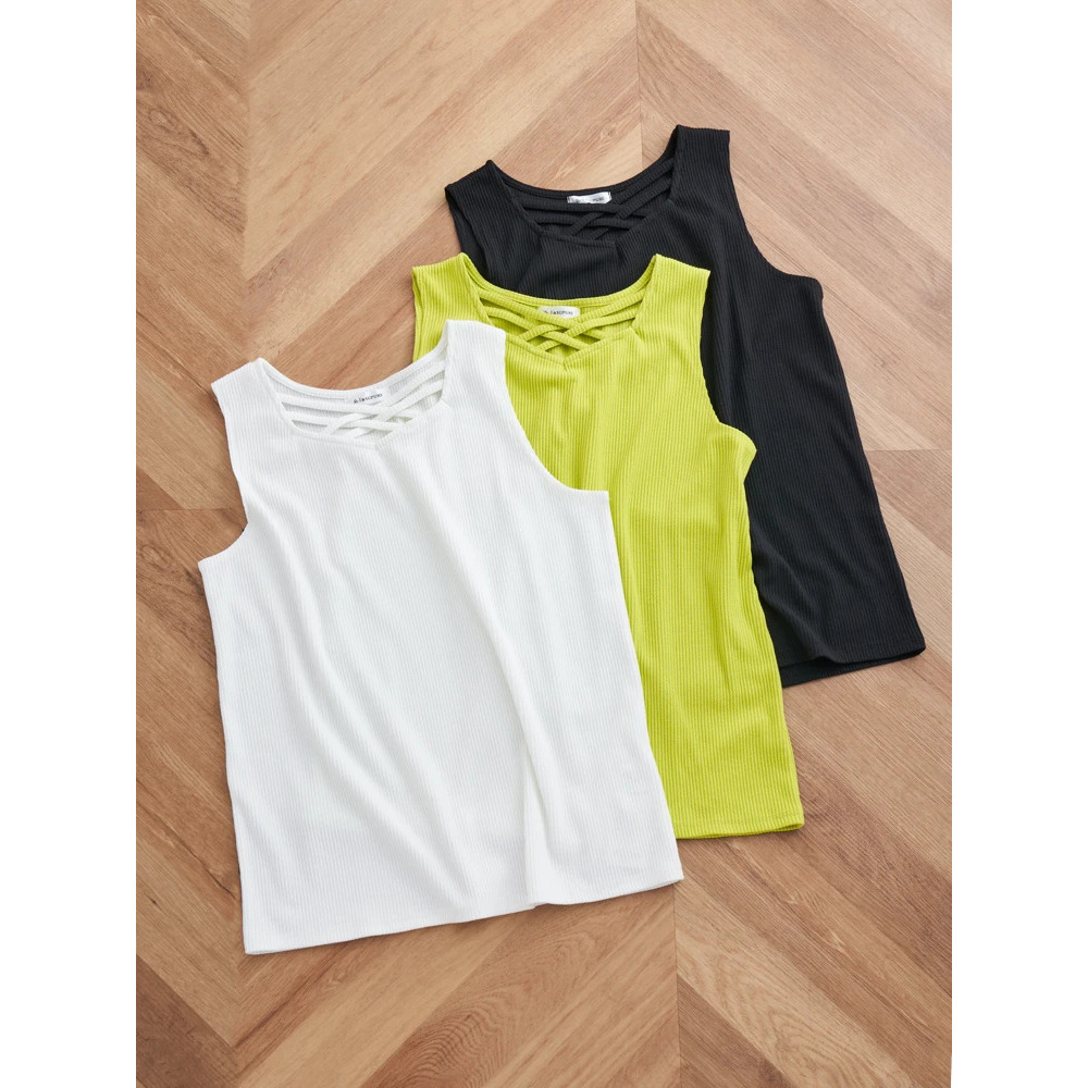 テレコフロントクロスリブタンクトップ