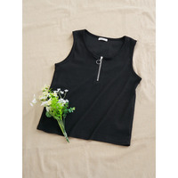 ハーフZIPリブタンクトップ