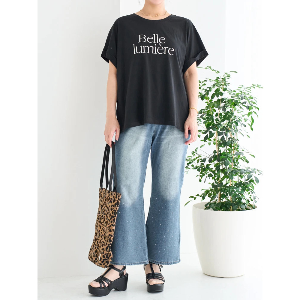 ラインストーンデニムフレアパンツ12