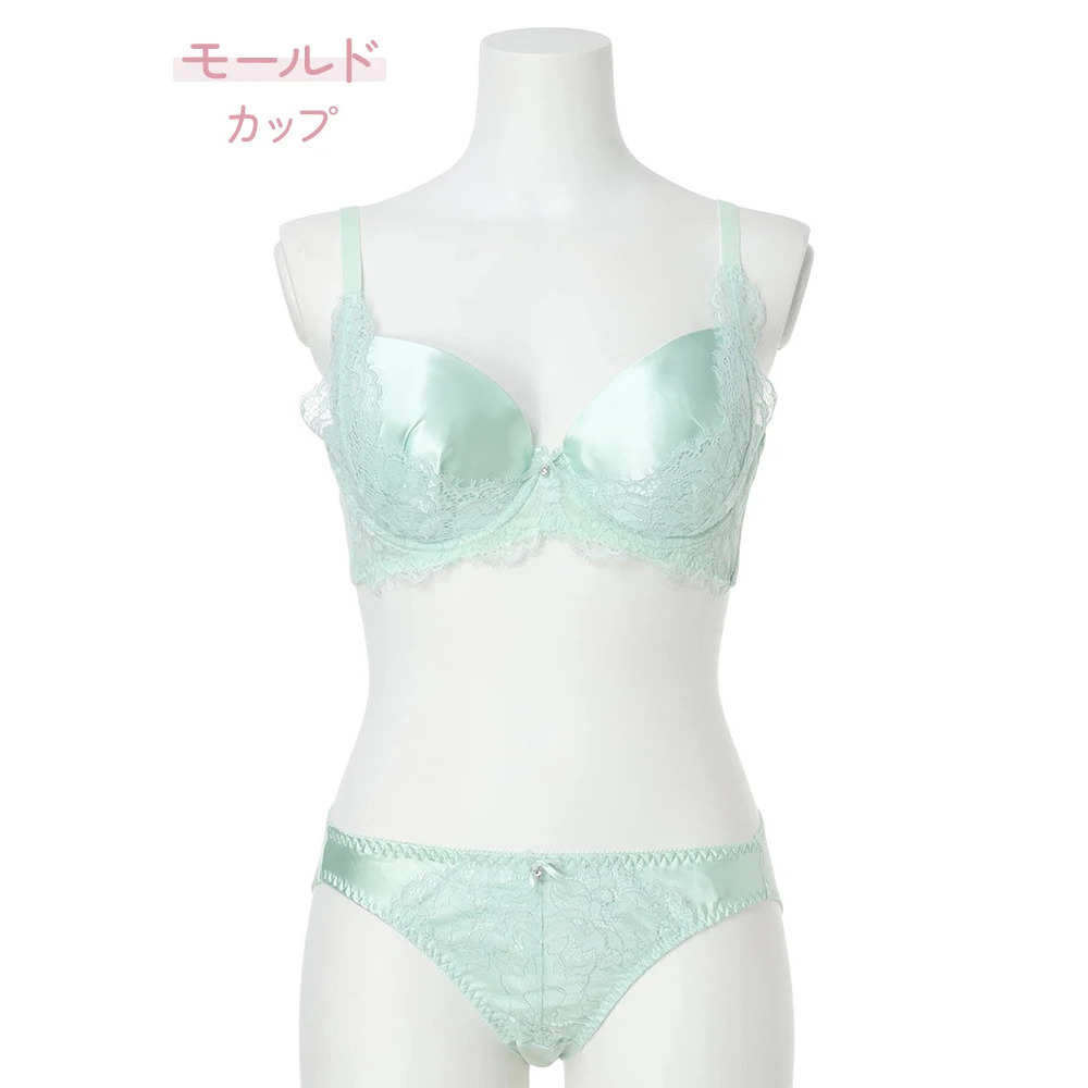 [D85-I95］サイドレースブラ＆ショーツ(モールドカップ)
