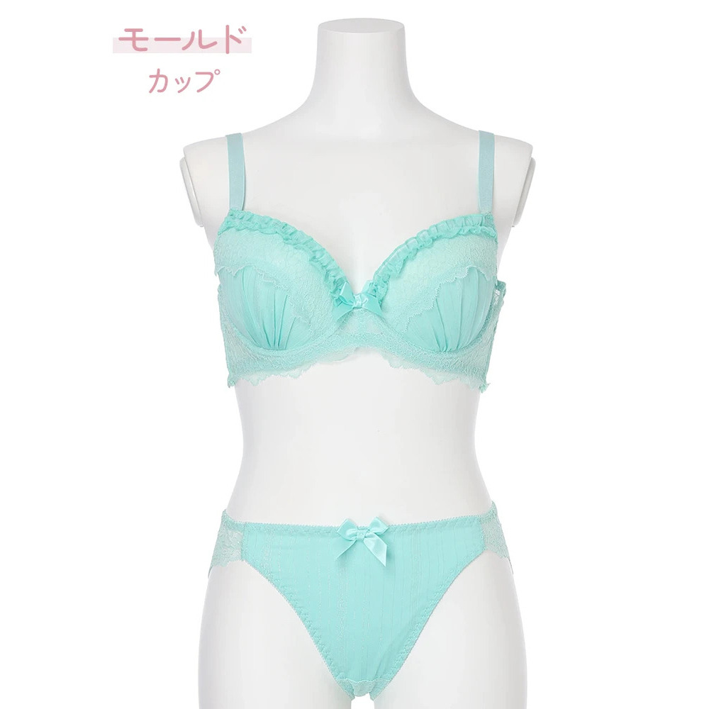 【脇高】[D85-I95］ラメストライプブラ＆ショーツ(モールドカップ)