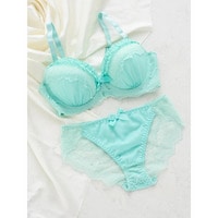 【脇高】[D85-I95］ラメストライプブラ＆ショーツ(モールドカップ)