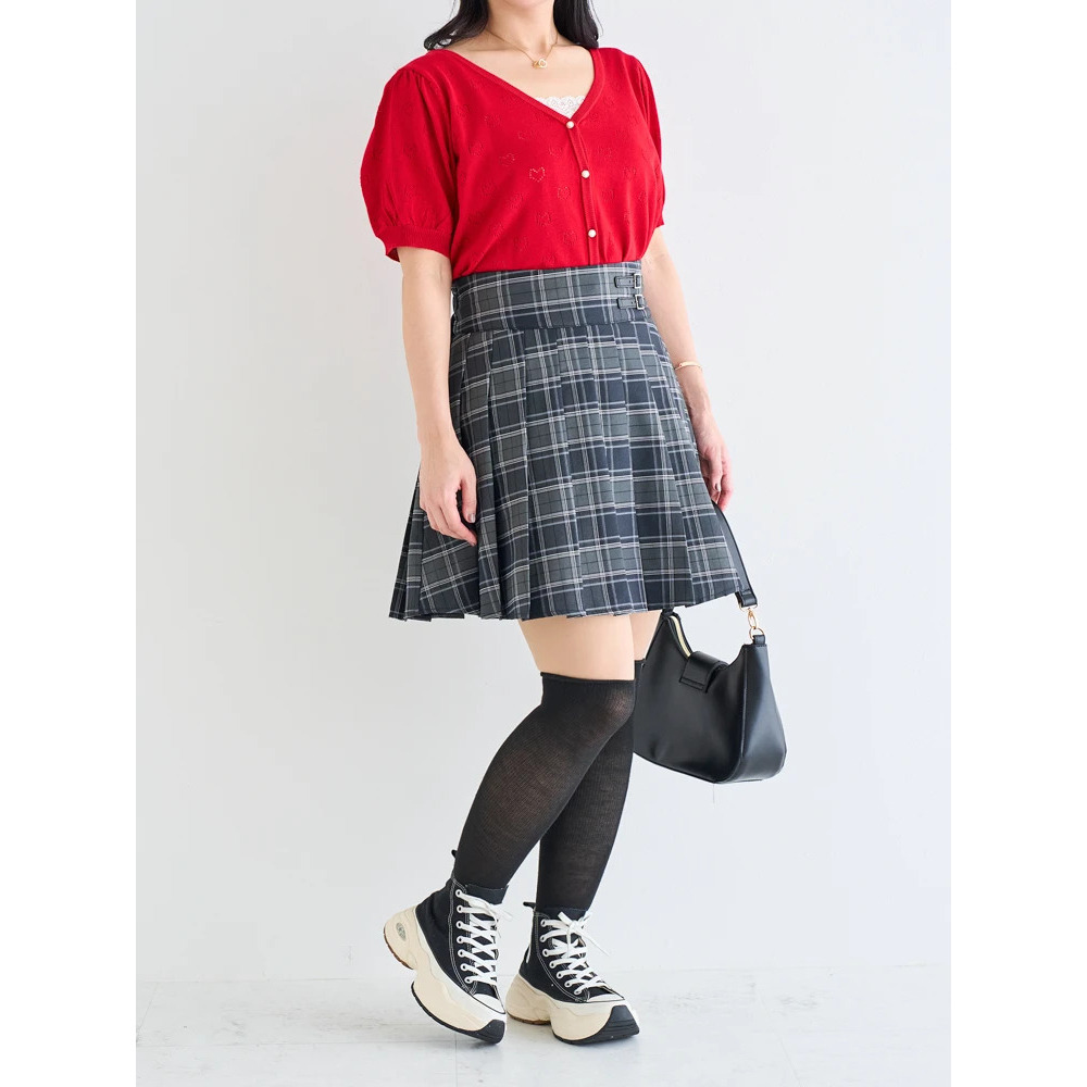 【WEB限定】チェック柄サイドベルトプリーツミニスカート7