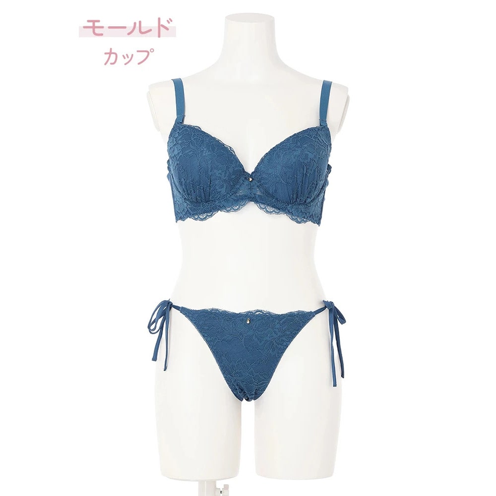 【脇高】[D85-I95］フローラルレースブラ＆ショーツ(モールドカップ)