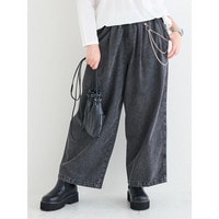 チェーン付きデニムワイドパンツ