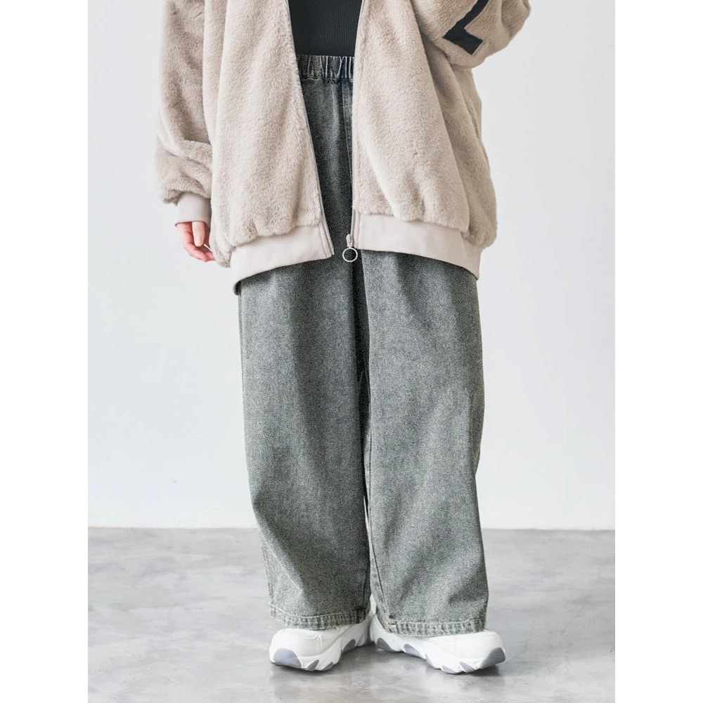 チェーン付きデニムワイドパンツ23