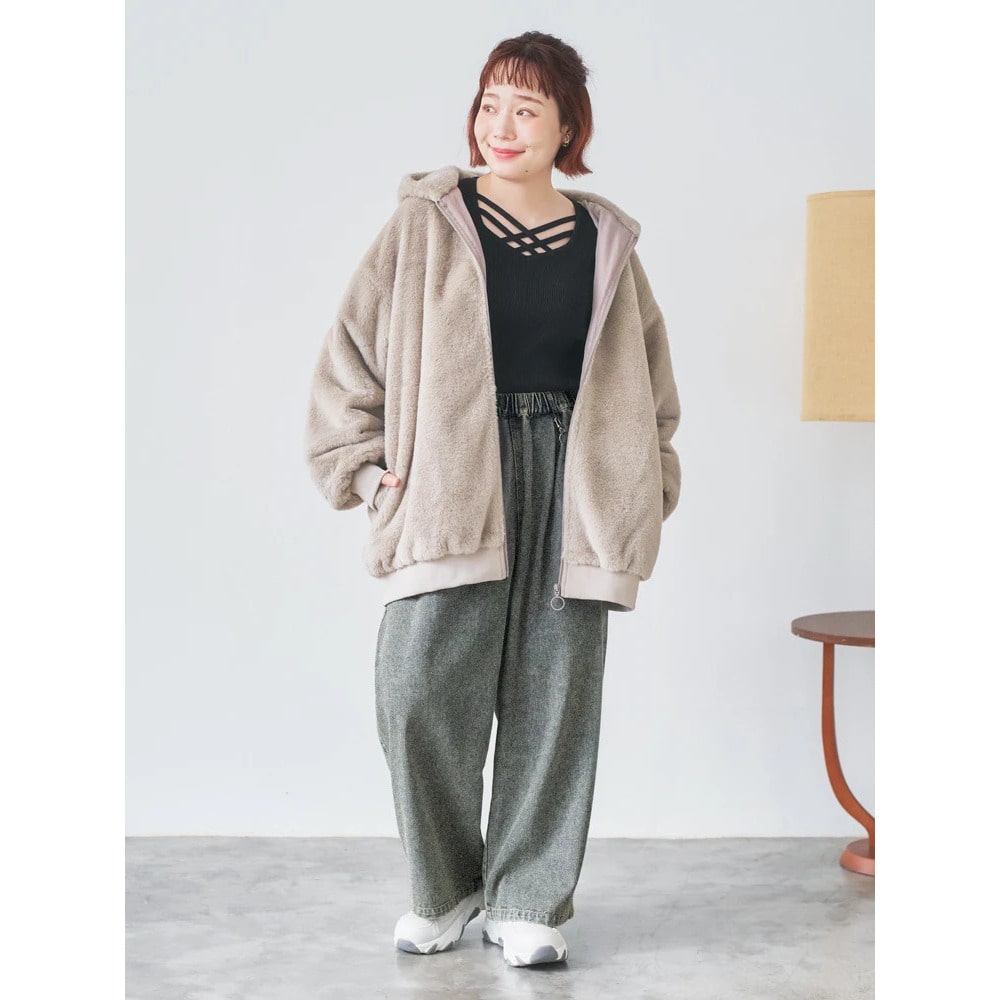 チェーン付きデニムワイドパンツ29