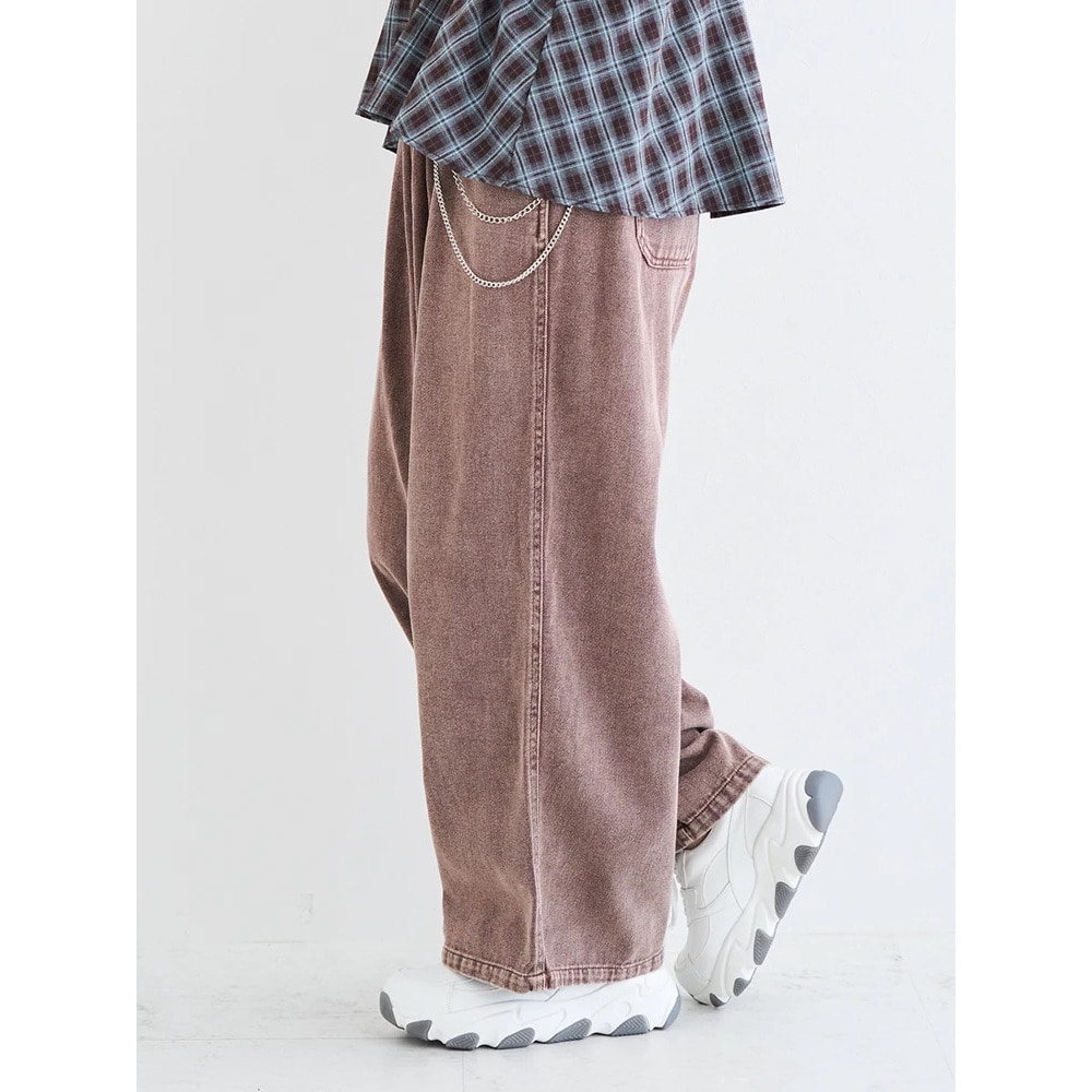チェーン付きデニムワイドパンツ3