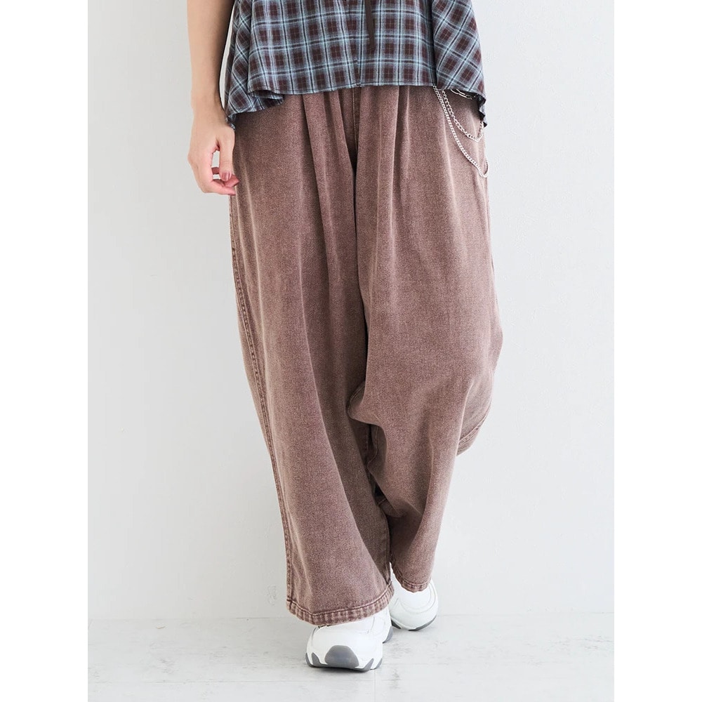 チェーン付きデニムワイドパンツ1