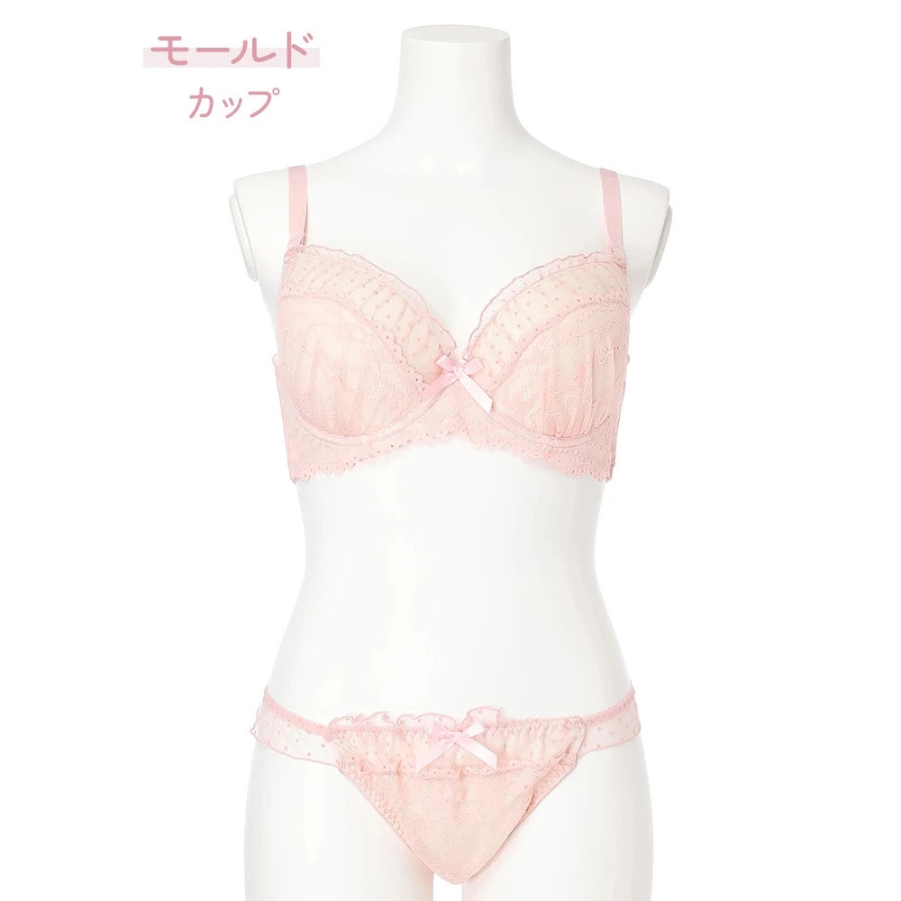 [D85-I95］ドットチュールブラ＆ショーツ(モールドカップ)