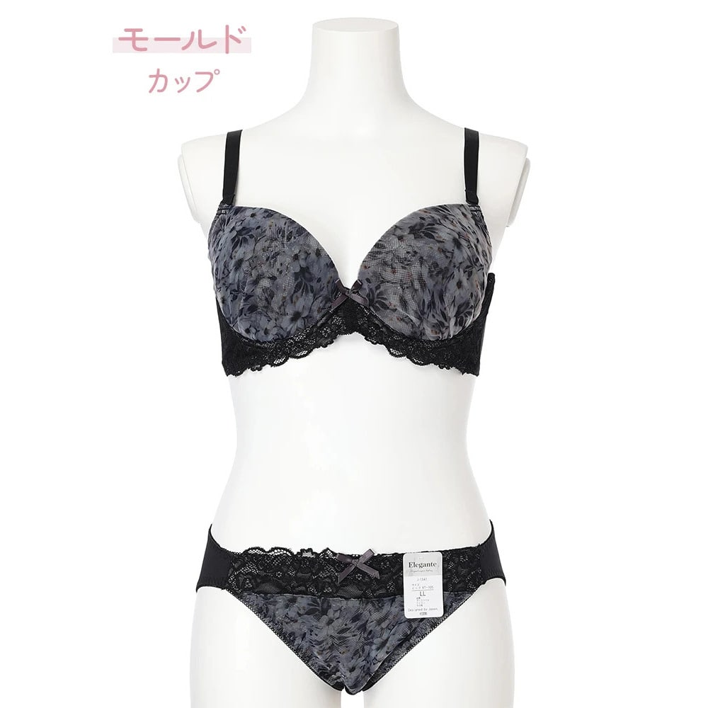 【脇高】[D85-I95］フラワーブラ＆ショーツ(モールドカップ)