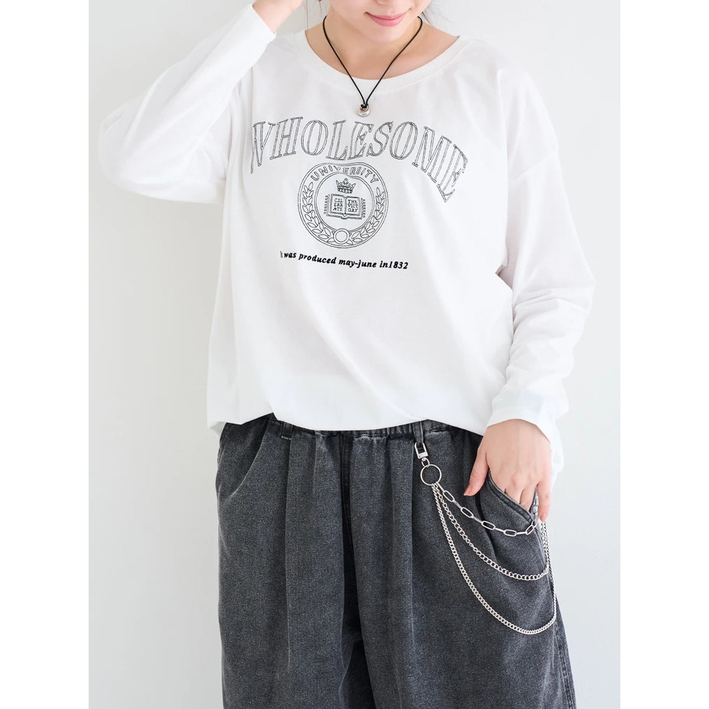 アソート柄刺繍ロングTシャツ