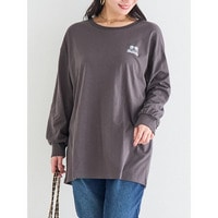 BACK帽子クマ刺繍ロングTシャツ